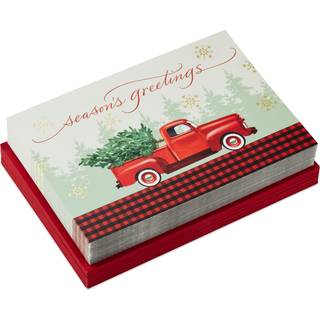 Hallmark Boxed Christmas Cards Rustic Red Truck (40 kort og 40 konvolutter) sæsonens hilsener