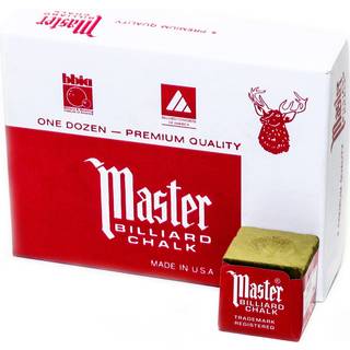 Master Billiard Pool Chalk Pack med 12 terninger Guld med beskyttelsesboks - Professionelle billard kridt til glat j?vn bel?gning p? k? Tip - Poo