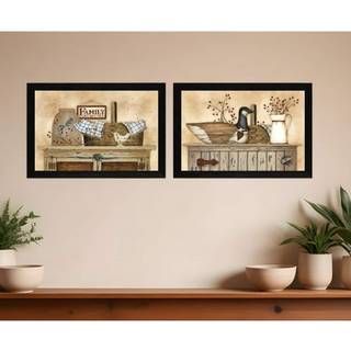 S?t med to rustikke stilleben Black Framed Print Wall Art