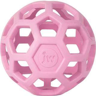 JW PET Hol-EE Roller Dog Legetøjspuslespil Naturgummi Medium (4,5 tommer diameter) lyserød