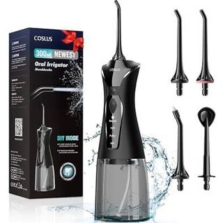 COSLUS vandtandtr?ds-plukke til t?nder: 4 modes tr?dl?s b?rbar 300 ml st?rre tank vandtandrens IPX7 vandt?t tandtr?dsreng?ringsudstyr til hjemmer