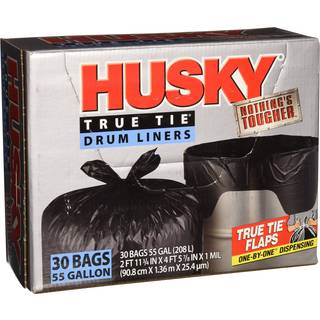 Husky HKK55030B True Tie 55-Gallon Drum Liners 30-Count