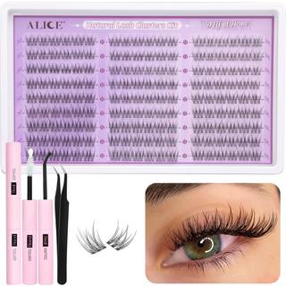 ALICE Natural Lash Clusters Kit Clear Band Wispy Lash Extension Kit Cluster Eyelash Extension Kit 162 stk. C Curl 11-13 mm individuelle vipper me