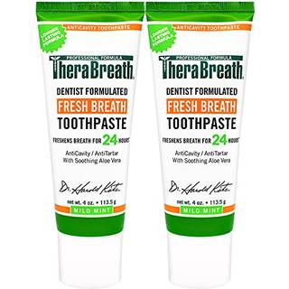 Therabreath Frisk ?nde tandl?ge formuleret 24-timers tandpasta mild mynte 4 ounce (pakke med 2)