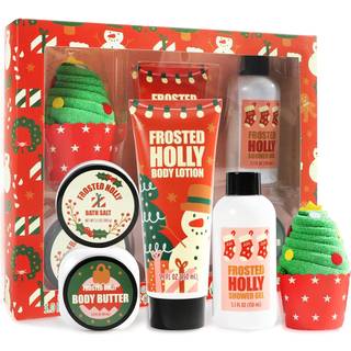 Julebad gave sæt til kvinder 5 pcs bad og kropsgavesæt feriestrømmer med bruser gel body lotion mini håndklæde fødselsdagsgaver til kvinder