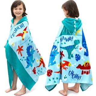 Joiedomi Dinosaur h?tteh?ndkl?der til b?rn - Bl?dt 100 % bomuld B?rnebadeh?ndkl?de - 30"""" x 50"""" til 3-10 ?r Dreng Pige - Strandh?tte poncho - Ab