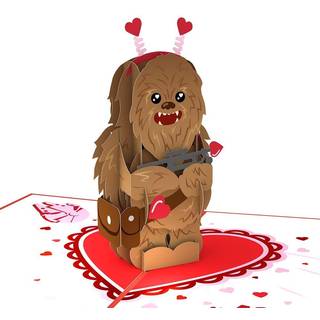 LovePop Valentines Day Card for Hem - 3D Star Wars Greeting Pop -Up Cards - Chewbacca I Chews You - 5 """" X 7 """" - Blank Notecard & Convolut inklu