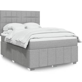 kontinentalseng 160x200 cm stof lysegrå