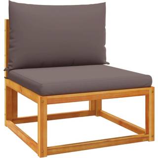 Loungesæt Til Haven 6 Dele Med Hynder Massivt Akacietræ - Grå / 3x hjørnedel 4x midterdel fodskammel bord