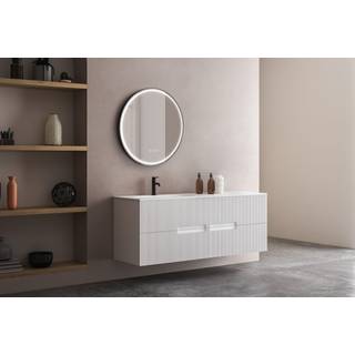 Houco Salma-3 LED-spejl med sort ramme, front-belysning, 30W - Ø60 cm