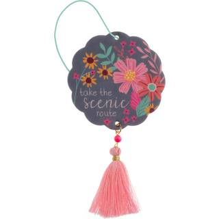 Karma Essential Oil Air Freshener til biler Set med 2 hjem og kontor - Farverig dekorativ hængende luftfriskere med kvast naturskøn rute jasmin d