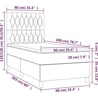 kontinentalseng med madras 90x200cm fløjl lysegrå