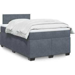 Kontinentalseng Med Madras Fløjl Mørkegrå - Blok med firkanter / 120 x 190 cm