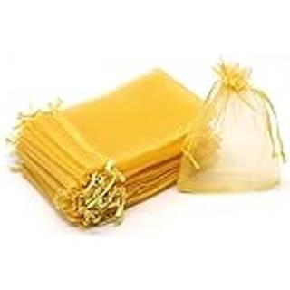 Dealglad 50pcs DrawString Organza Jewelry Candy Pouch Christmas Wedding Party Favor Gaveposer (3.5x4.5 Golden)