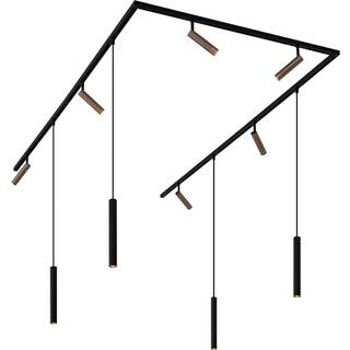 Modernt skinnesystem med 6 spots og 4 pendler mørk bronze 1-faset - Slimline Uzzy Keno