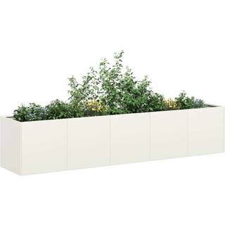 plantekasse hvid 200x40x40 cm koldvalset stål