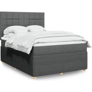 kontinentalseng med madras 140x190 cm stof mørkegrå