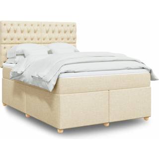 kontinentalseng med madras 140x200 cm stof cremefarvet