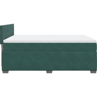 Kontinentalseng Fløjl Mørkegrøn - Blok med firkanter / 160 x 200 cm