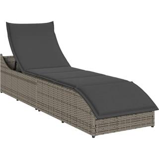 Sammenklappelig Solseng Med Hynde Og Opbevaring Polyrattan - Grå / Mørkegrå