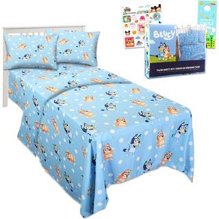 Bluey Senges?t Twin Bed - Bundt med Bluey Senget?j med Flat Sheet Fit Sheet og pudebetr?k til Twin Bed Plus Stickers Mere | Bluey Sheets Twin til