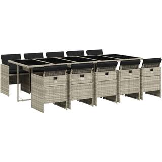 Spisebordssæt Til Haven 5 Dele Med Hynder Polyrattan - 10 / Lysegrå / Glas