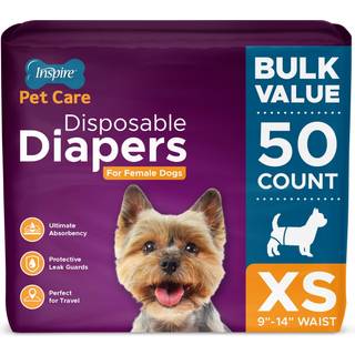 Inspire Pet Care Dog bleer Kvindelige hunde | Bulkværdi Doggie inkontinensulykker for varmepisse eller periode og husbrydende (X-Small (50 tællin