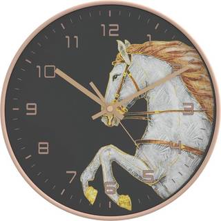 Vægur Ø29,5 Cm Polystyren Og Glas Guldfarvet Og - Hvid