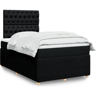 Kontinentalseng Med Madras Stof Sort - Med pynteknapper / 120 x 190 cm