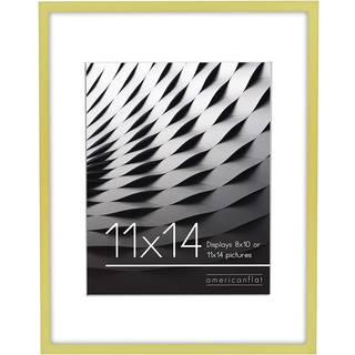 AmericanFlat 11x14 Billedramme i guld - tynd kant 8x10 billedramme med mat eller 11x14 ramme uden mat - knust resistent glas - vandrette og lodre