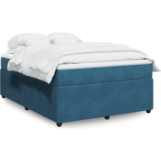 Kontinentalseng Med Madras Fløjl - Blå / 140 x 200 cm
