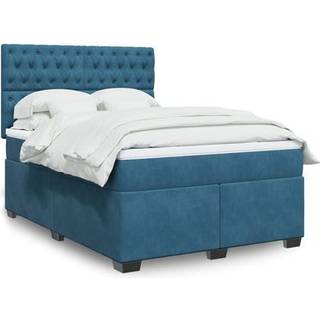 kontinentalseng med madras 160x200 cm fløjl blå