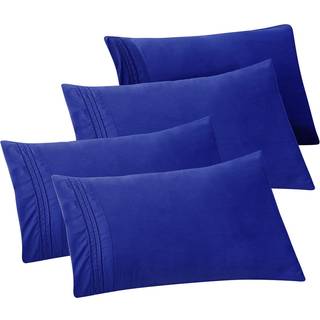 Elegant komfort 4-pakke solid pillowcases 1500 Premium Hotel Quality Microfiber-Glat vævet rynke og pletbestandig let slip-on 4-delt sæt King Pil