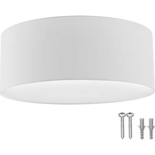 Loftlampe Circum, tekstilskærm i hørlook - hvid