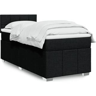 Kontinentalseng Med Madras Stof Sort - Blok med firkanter / 100 x 200 cm