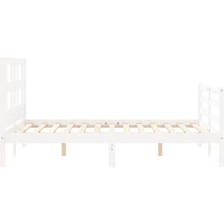 Sengeramme Med Sengegavl Small Double Massivt Træ - Hvid / 140 x 200 cm