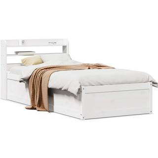 sengeramme med sengegavl 75x190 cm massivt fyrretræ hvid