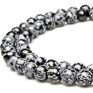 MJDCB Snowflake Obsidian perler Round Natural Stone Perler til smykker Making DIY armb?nd (4mm)