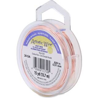 Kunstnerisk tråd 24 gauge (.51 mm) Sølvbelagt roseguld farve 15 yd (13,7 m)