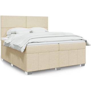 kontinentalseng med madras 200x200 cm stof cremefarvet
