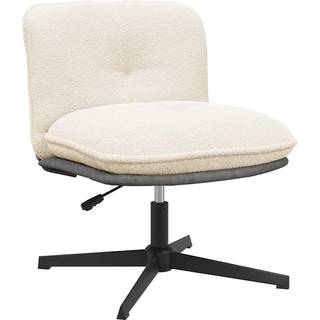 drejelig kontorstol Creme krøllet uld-lignende stof