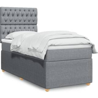 kontinentalseng med madras 90x190 cm stof lysegrå