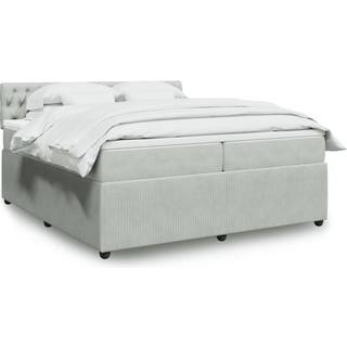 Kontinentalseng Med Madras Fløjl Lysegrå - Med pynteknapper / 200 x 200 cm