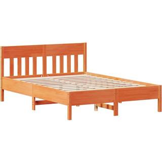 sengeramme uden madras 140x200 cm massivt fyr gyldenbrun