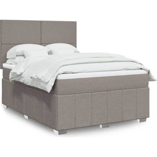 kontinentalseng med madras 140x200 cm stof gråbrun