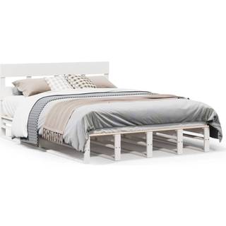 sengeramme uden madras 150x200 cm massivt fyrretræ hvid