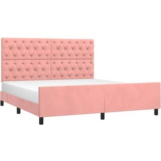 sengeramme med sengegavl 160x200 cm fløjl pink