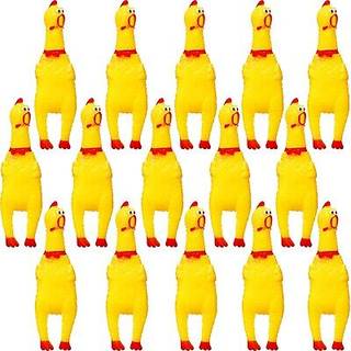 Gejoy 15 pcs gummi kylling skrigende kylling Queze Novelty Squeaky støj, der skrumpede skrigende squawking kylling støjmaker nyhed gadget til hun