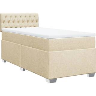 Kontinentalseng Med Madras Stof Farvet Creme - Med pynteknapper / 80 x 200 cm