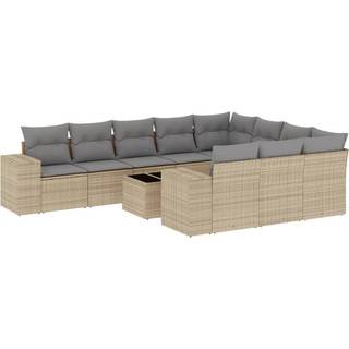 sofasæt til haven 11 dele med hynder polyrattan beige